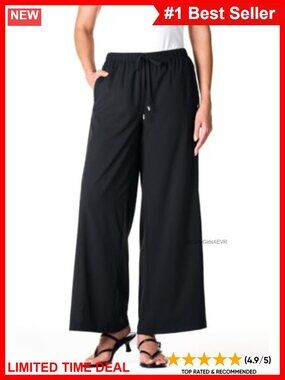 Wide Leg Pants with Side Slits UPF 50+ Sun Protection